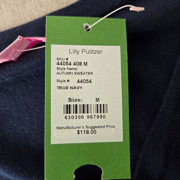 Lilly Pulitzer V Neck Sweater M Blue Silk Blend Pullover Preppy Minimalist Top - Picture 13 of 13